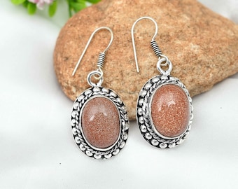 Golden Sunstone Earrings 925 Sterling Silver Earrings Sunstone Gemstone Earrings Handmade Earrings Sunstone Jewelry Christmas Gifts For Her