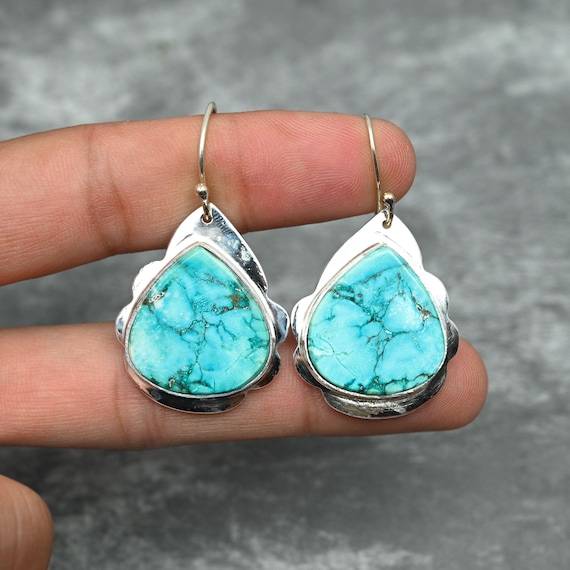 Turquoise Earrings 925 Sterling Silver Earrings Turquoise Gemstone Earrings Jewelry Handmade Earrings Turquoise Jewelry Gift for Her Mother Etsy Canada