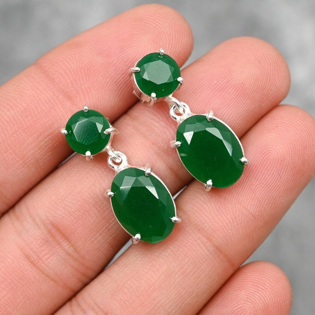 •PHILO• emerald + silver earrings