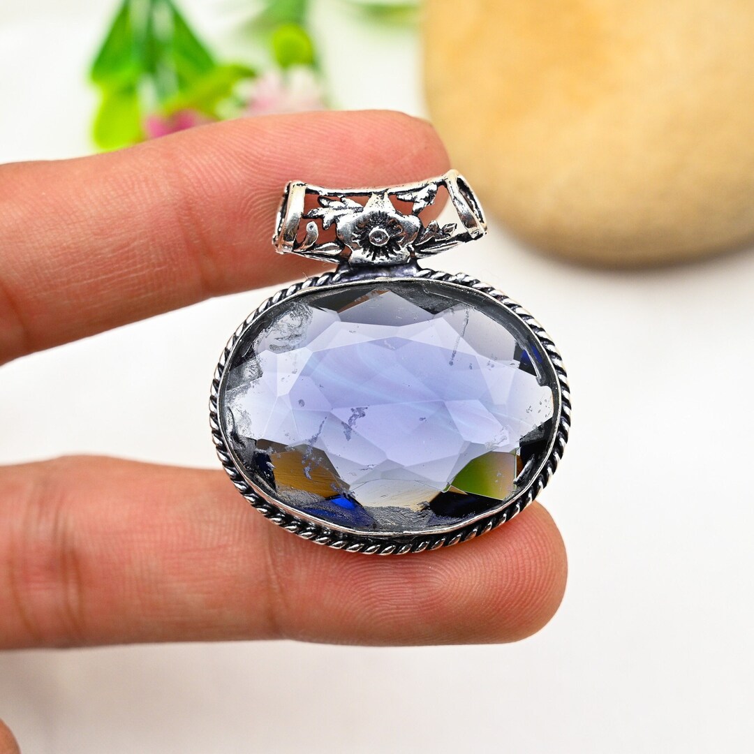 Iolite Pendant 925 Sterling Silver Pendant Iolite Gemstone Pendant