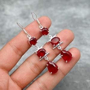 Kashmir Red Ruby Earrings 925 Sterling Silver Earrings Ruby Gemstone Earrings Jewelry Handmade Earrings Ruby Jewelry Gift For Her Mother