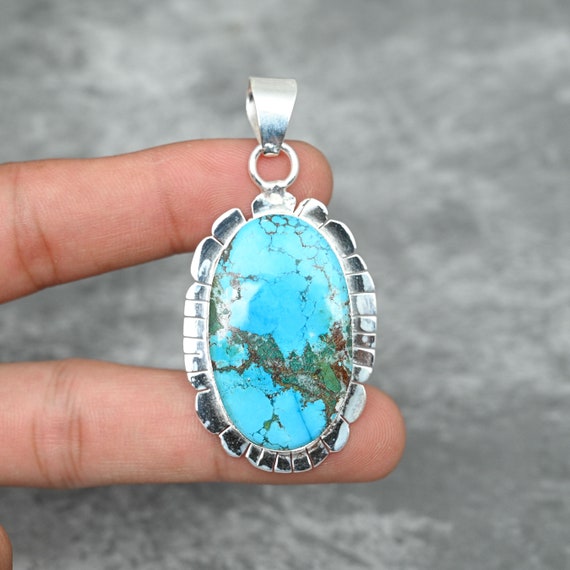Turquoise Pendant 925 Sterling Silver Pendant Turquoise Gemstone