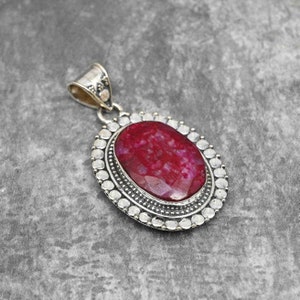 Kashmir Red Ruby Pendant 925 Sterling Silver Pendant Kashmir Red Ruby Gemstone Pendant Handmade Jewelry Ruby Jewelry Christmas Gift For Her image 2
