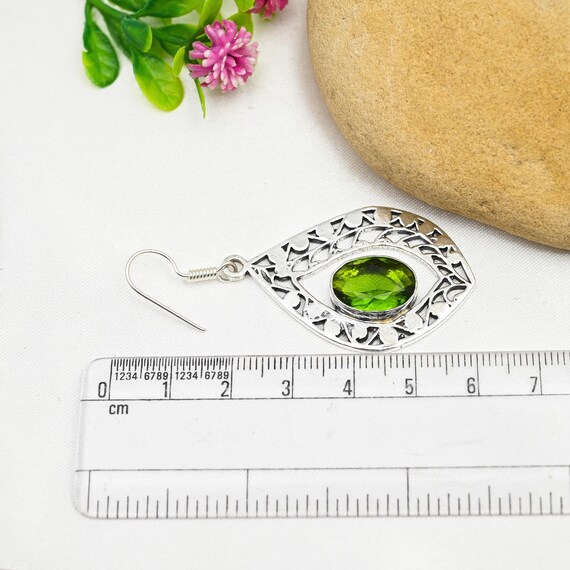 Peridot Earrings 925 Sterling Silver Earrings Peridot Gemstone