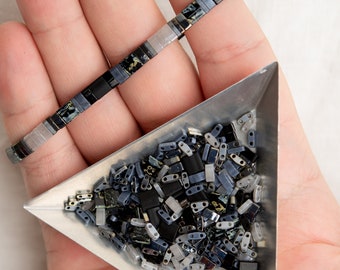 Tila Bead Custom Mix - Stormy Flat Tile Beads - 10g Bead Mix