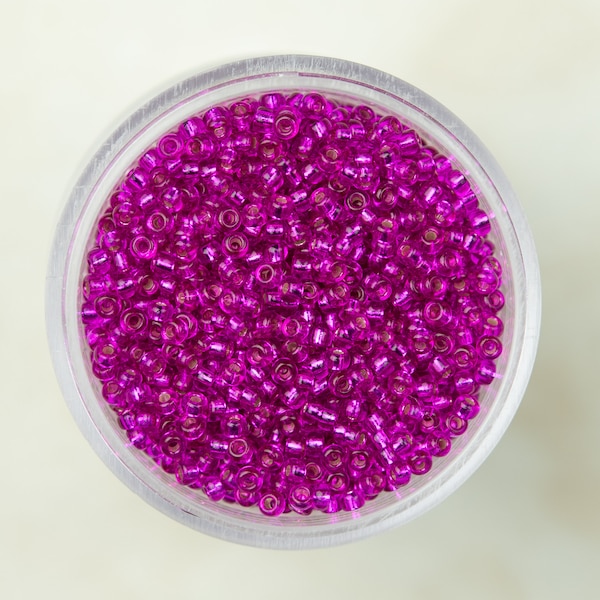 Miyuki 11/0 Round Seed Beads - Dyed Silver Lined Fuchsia - 11-1340