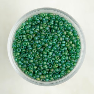 Miyuki 11/0 Round Seed Beads - Matte Transparent Green AB - 11-146FR
