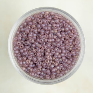 Miyuki 11/0 Round Seed Beads - Matte Transparent Smoky Amethyst AB - 11-142FR