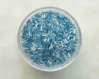 Perles pour clairons Miyuki 3 mm - Aqua ligné argent - BGL1-018