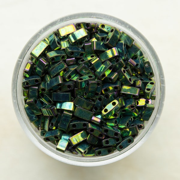 Miyuki Half Tila Beads - Metallic Green Iris - HTL468