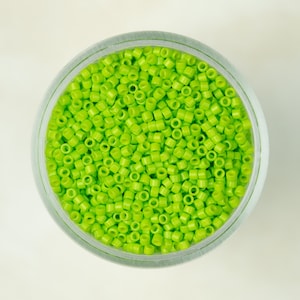 Miyuki 11/0 Delica Seed Beads - Duracoat Opaque Dyed Neon Green Kiwi - DB2121