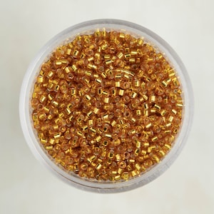Miyuki 11/0 Delica Seed Beads - Duracoat Silver Lined Dyed Yellow Gold - DB2157