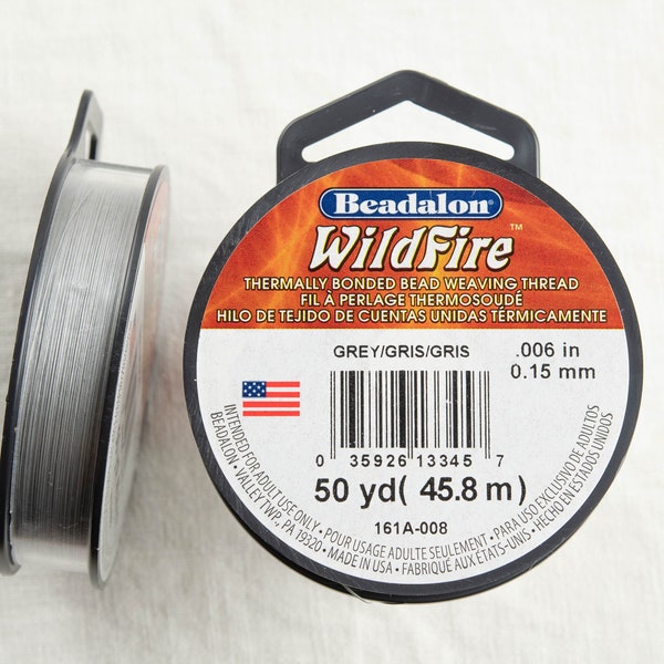 Beadalon WildFire Grey - 0.006 in - 0.15 mm Diameter - 50 Yard Spool of Cord for Bead Stringing and Jewelry Making