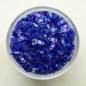 Miyuki Quarter Tila Beads - Transparent Cobalt Blue AB - QTL177