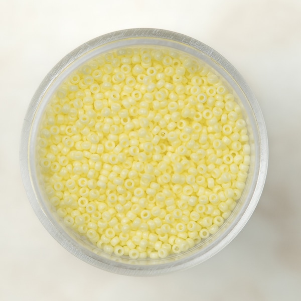 Miyuki 15/0 Round Seed Beads - Duracoat Opaque Dyed Light Lemon Ice - 15-4451