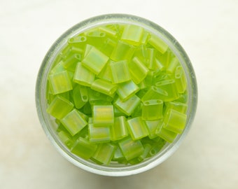 Miyuki Whole Tila Beads - Matte Transparent Lime Green AB - TL143FR