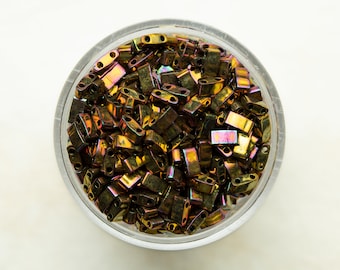 Miyuki Half Tila Beads - Metallic Gold Iris - HTL462