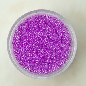 Miyuki 11/0 Round Seed Beads - Luminous Plum Crazy Inside Color Lined - 11-4303
