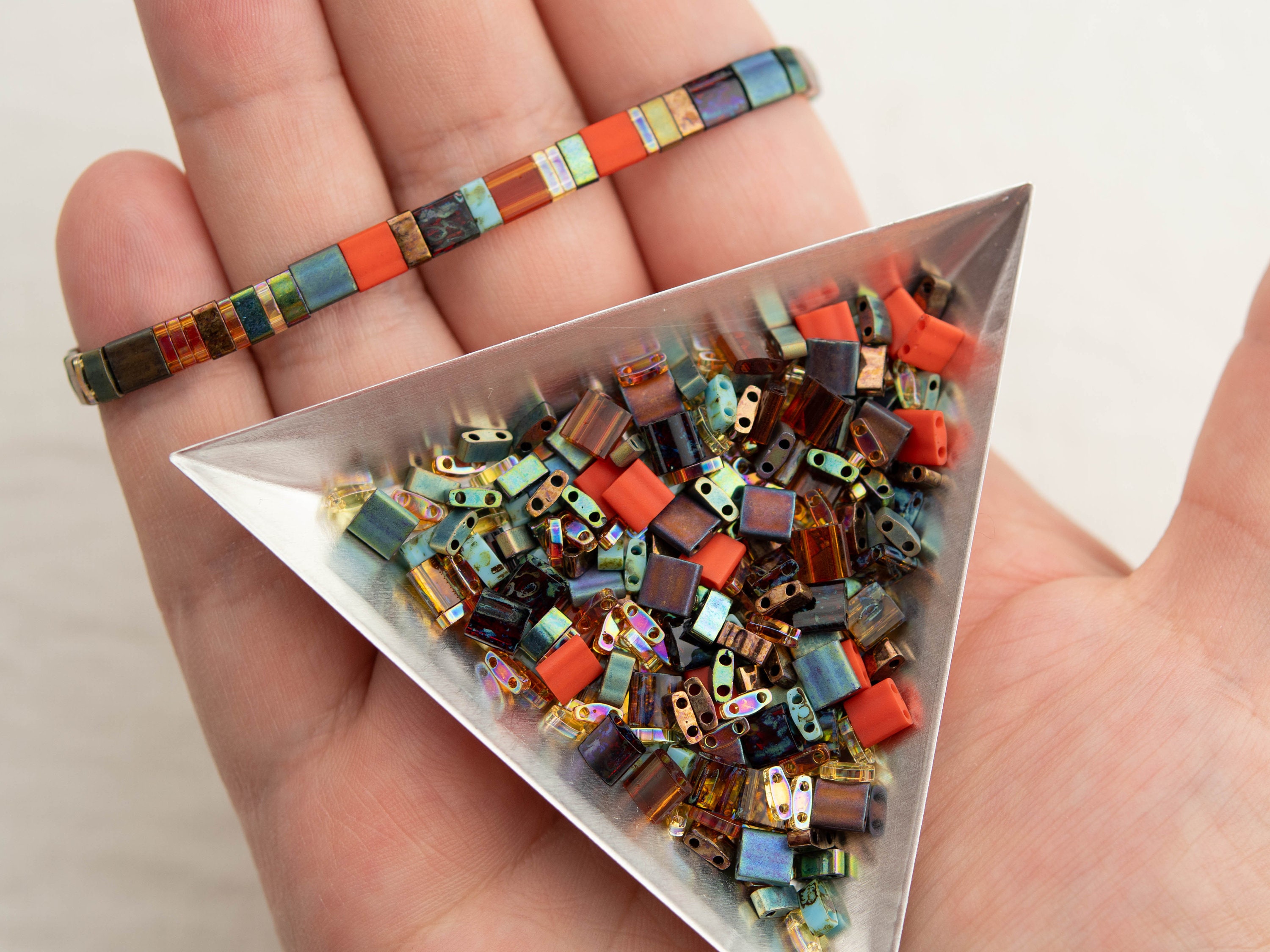 Tila Bead Custom Mix Patina Flat Tile Beads 12g Bead Mix 