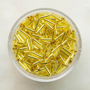 Miyuki 6mm Bugle Beads - Silver Lined Yellow - BGL2-006
