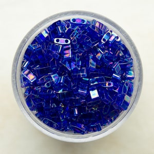 Miyuki Half Tila Beads - Transparent Cobalt Blue AB - HTL177