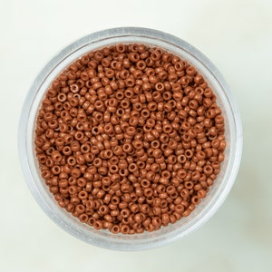 Miyuki 15/0 Round Seed Beads - Duracoat Opaque Dyed Persimmon Red Brown - 15-4458