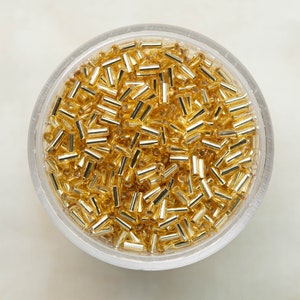 Miyuki 3mm Bugle Beads - Silver Lined Gold - BGL1-003