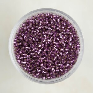 Miyuki 11/0 Delica Seed Beads - Duracoat Silver Lined Dyed Lilac - DB2169