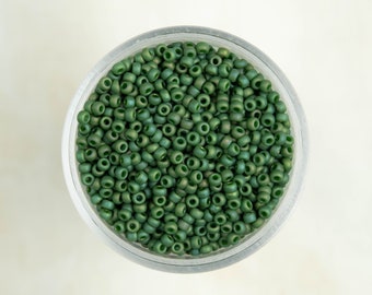 Miyuki 11/0 Round Seed Beads - Frosted Glazed Rainbow Basil - 11-4700