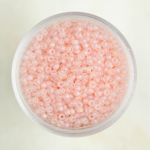 Miyuki 11/0 Round Seed Beads - Matte Transparent Pale Pink AB - 11-155FR