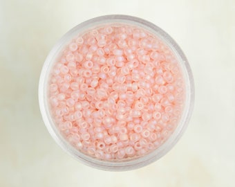 Miyuki 11/0 Round Seed Beads - Matte Transparent Pale Pink AB - 11-155FR