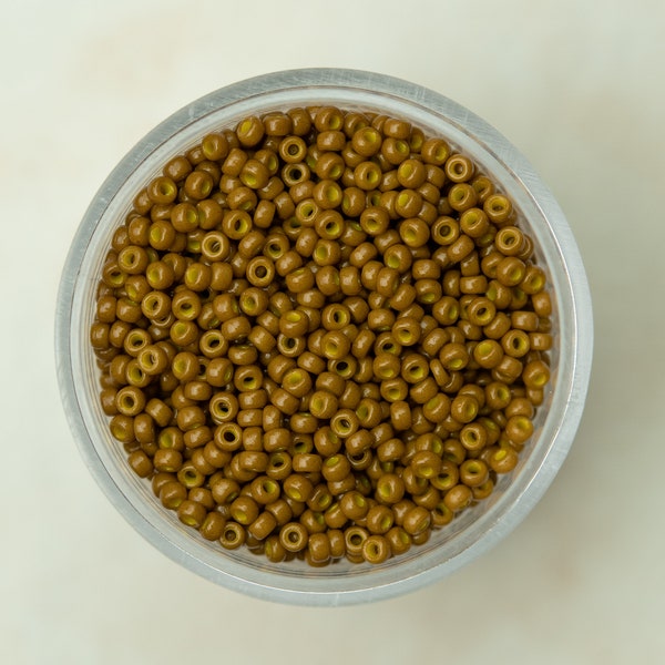 Miyuki 11/0 Round Seed Beads - Duracoat Opaque Dyed Toast Yellow Olive - 11-4460