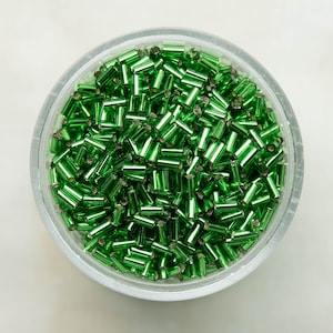 Miyuki 3mm Bugle Beads - Silver Lined Green - BGL1-016