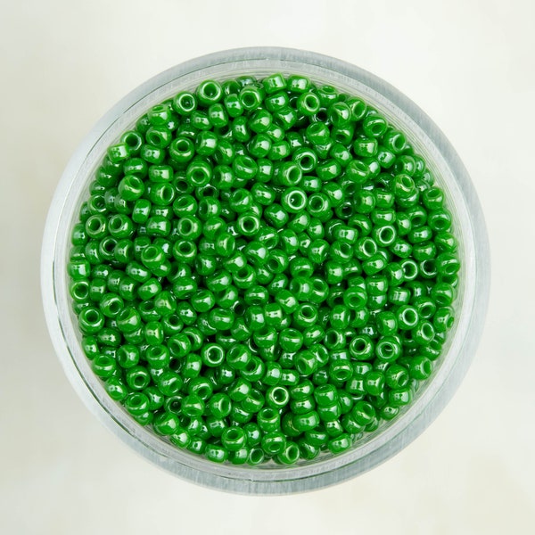 Miyuki 11/0 Round Seed Beads - Opaque Jade Green Luster - 11-431