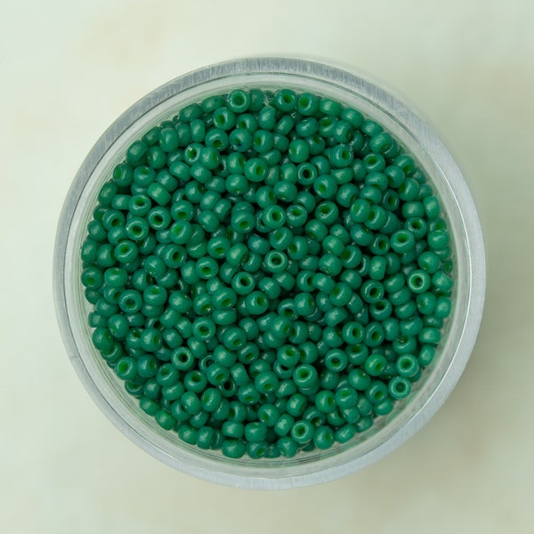 Miyuki 11/0 Round Seed Beads - Duracoat Opaque Dyed Deep Spruce Green - 11-4477