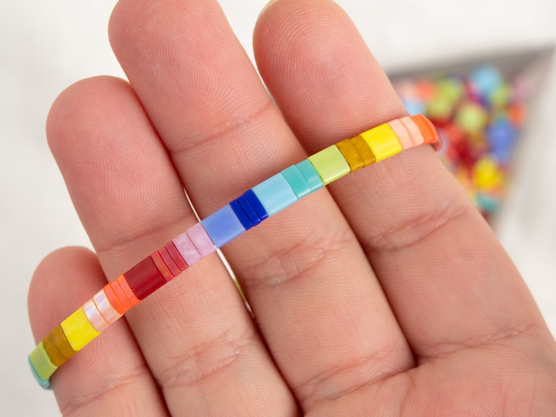 Tila Bead Custom Mix Rainbow Bead Flat Tile Beads 12g Bead Etsy