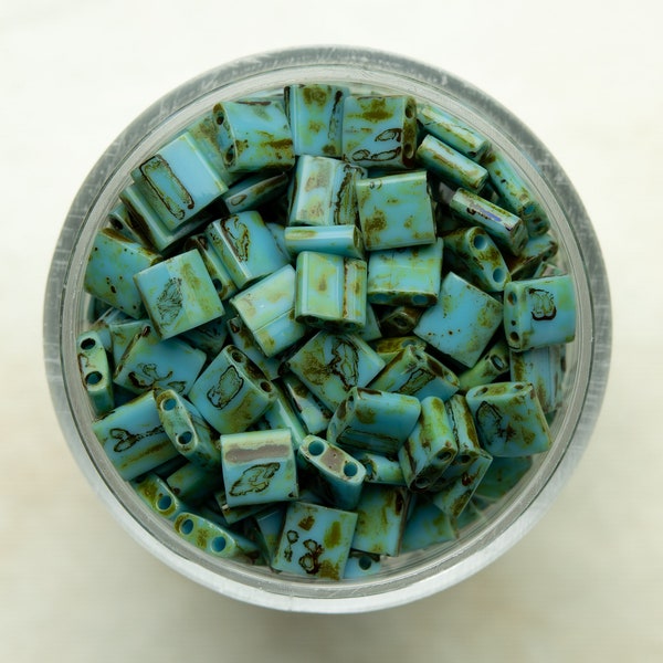 Miyuki Whole Tila Beads - Picasso Opaque Turquoise Blue - TL4514