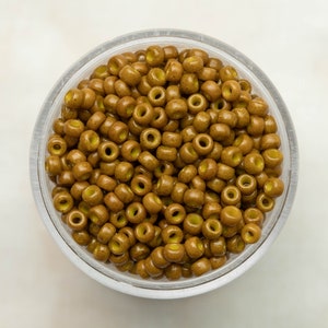 Miyuki 8/0 Round Seed Beads - Duracoat Opaque Dyed Toast Yellow Olive - 8-4460