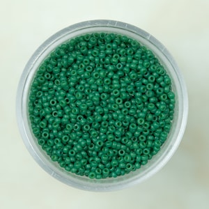 Miyuki 15/0 Round Seed Beads - Duracoat Opaque Dyed Deep Spruce Green - 15-4477