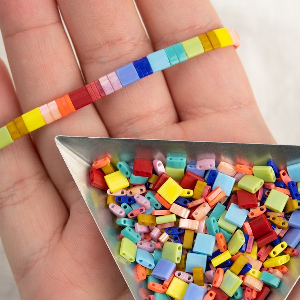 Tila Bead Custom Mix - Rainbow Bead Flat Tile Beads - 12g Bead Mix