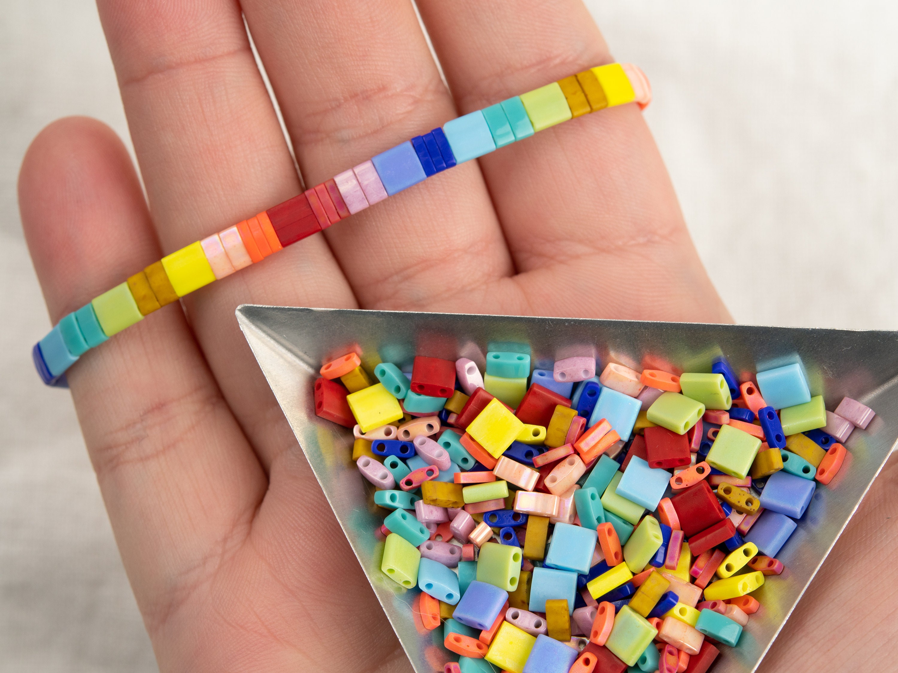Small Crystal Enamel Tile Beads, Colorblock Bracelets, Enamel Beads Br –  The Little Statement