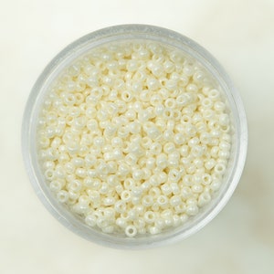 Miyuki 11/0 Round Seed Beads - Opaque Luster Eggshell - 11-421