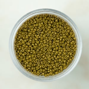 Miyuki 15/0 Round Seed Beads - Duracoat Opaque Dyed Spanish Olive - 15-4491