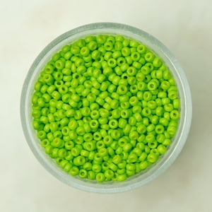 Miyuki 11/0 Round Seed Beads - Duracoat Opaque Dyed Neon Green Kiwi - 11-4471