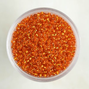 Miyuki 11/0 Round Seed Beads - Silver Lined Orange - 11-008