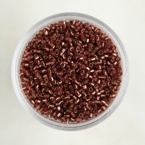 Miyuki 11/0 Delica Seed Beads - Duracoat Silver Lined Dyed Raspberry - DB2160