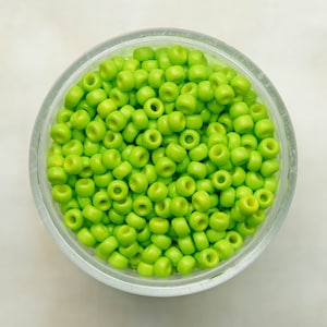 Miyuki 8/0 Round Seed Beads - Duracoat Opaque Dyed Neon Green Kiwi - 8-4471