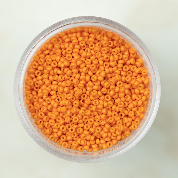 Miyuki 15/0 Round Seed Beads - Duracoat Opaque Dyed Kumquat Orange - 15-4454