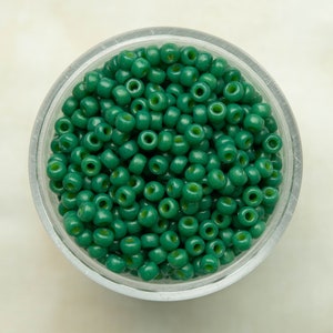 Miyuki 8/0 Round Seed Beads - Duracoat Opaque Dyed Deep Spruce Green - 8-4477