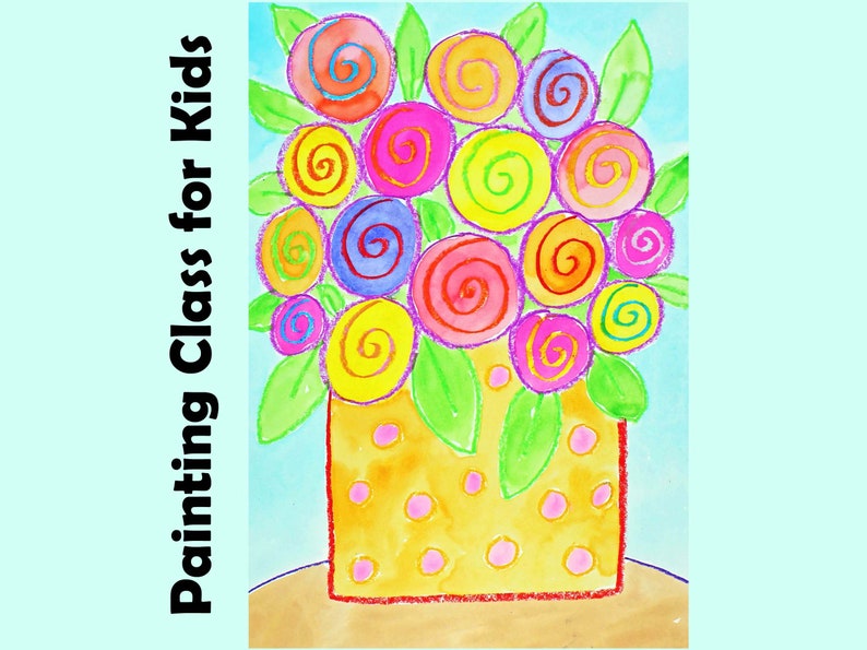 SWIRLY FLOWERS | Kid's Video Art Lesson | Directed Drawing & Watercolor ...